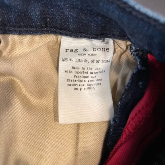 Rag & Bone Igloo Red & Indigo High Rise ‘Maize’ Classic Skinny Fit Jean.Size 28 - Picture 9 of 11